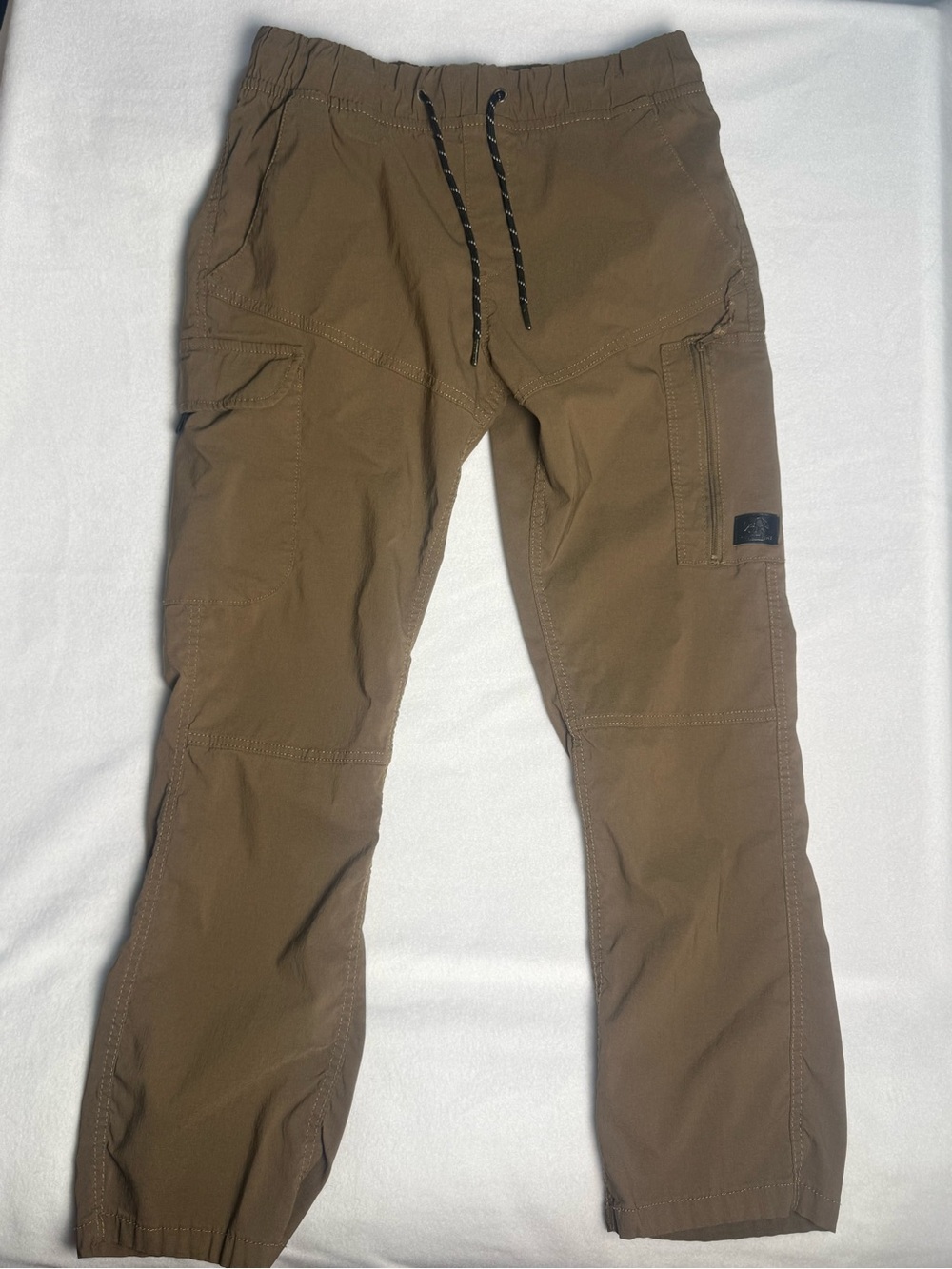 Ring of Fire Men's Cargo Joggers in Brown with Black Drawstring